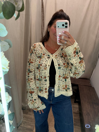 Boho Tapestry Crochet Sweater
