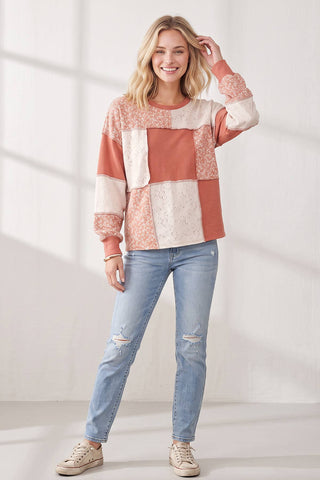 Contrast Patchwork Sweater Top