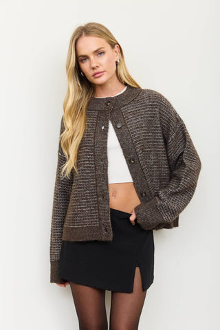Cocoa Tweed Cardigan
