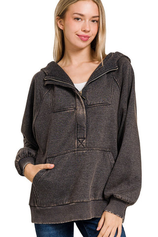 Acid Washed Zip Hoodie