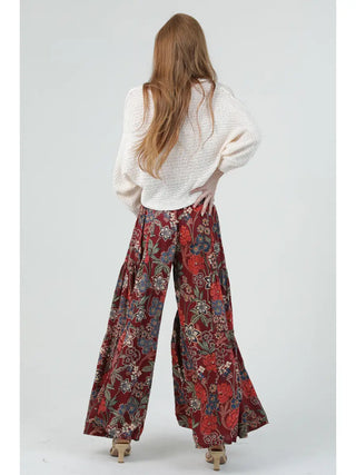Wine Floral Palazzo Pants