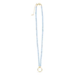 Gold Stone White Bead With Charm Clasp Necklace