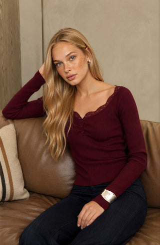 Fitted Lace Henley