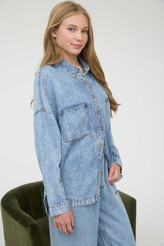 Washed Chambray Button-Up
