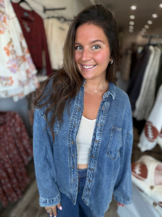 Washed Chambray Button-Up