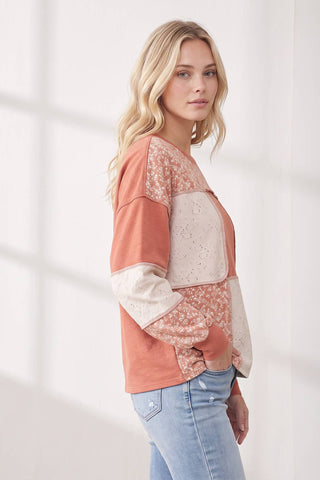 Contrast Patchwork Sweater Top