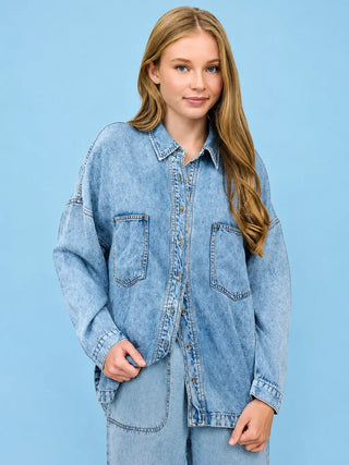 Washed Chambray Button-Up