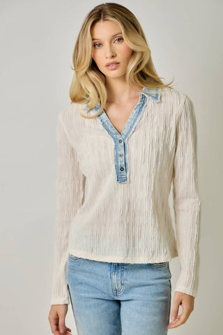 Preppy Denim Collar Top
