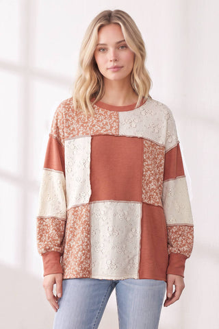 Contrast Patchwork Sweater Top