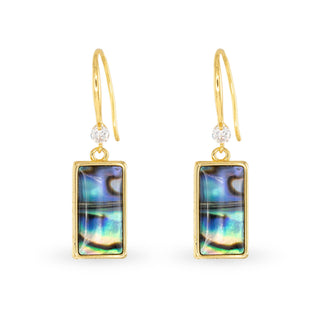 Gold Abalone Blue Square Small Drop Earring