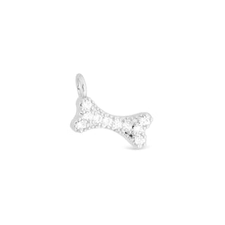 Silver CZ Dog Bone Charm