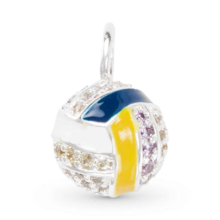 Gold Enamel Pink Stripe Pickleball Paddle Charm