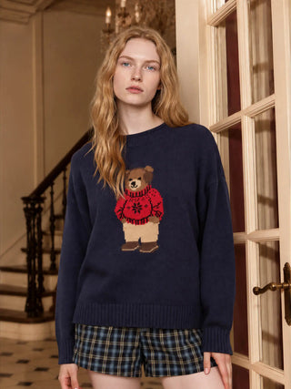 Preppy Teddy Crew Sweater