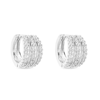 Silver Triple Row Huggie Hoop Earrings