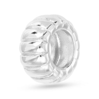 Silver Ribbed Round Charm