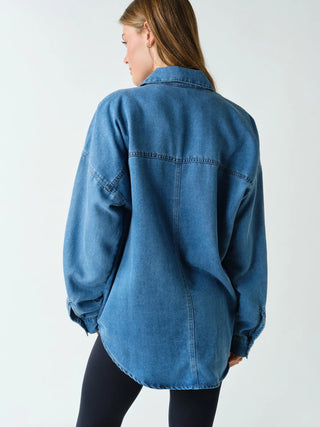 Oversized Faux Denim Trucker