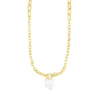 Gold Pearl Link Necklace