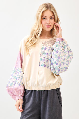 Lavender Fields Patchwork Pullover
