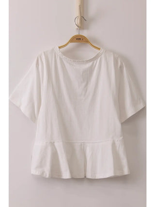 White Vneck Peplum Tee