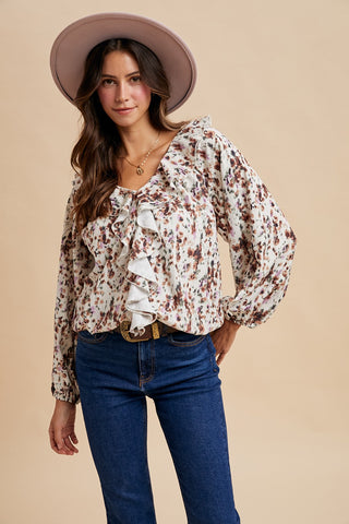 Blushed Meadows Ruffle Blouse