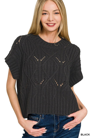 Midnight Cable Knit Top