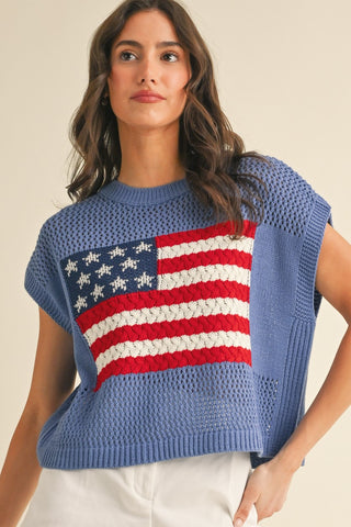 American Flag Sweater Top
