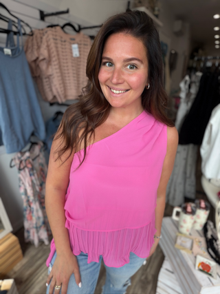 Pink Sunset Pleated Top