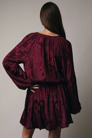 Midnight Merlot Peasant Dress