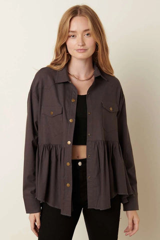 Brown Cascade Shacket
