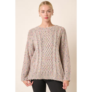 Winter Confetti Cable Knit Sweater