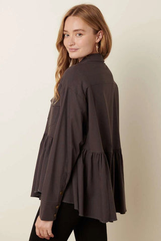 Brown Cascade Shacket