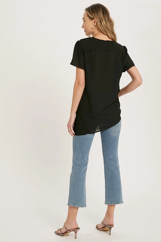 Asymmetric Black Drape Top
