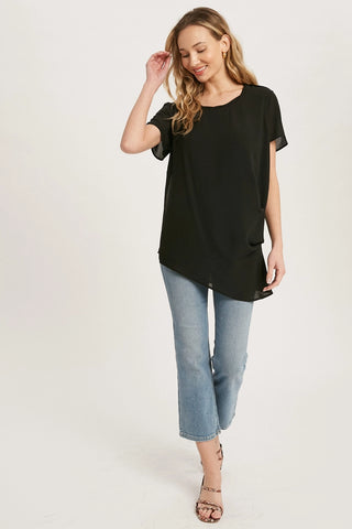 Asymmetric Black Drape Top