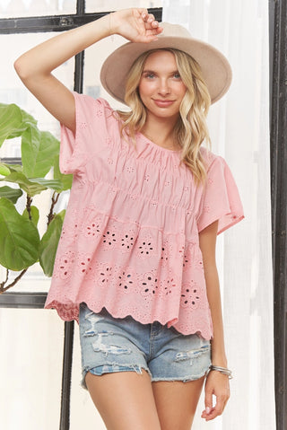 Blushing Eyelet Top
