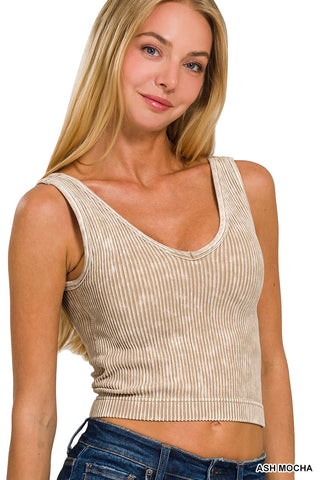 Acid Wash Padded Crop Tank
