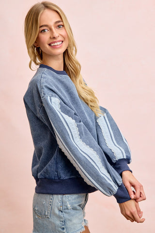Lace Contrast Pullover