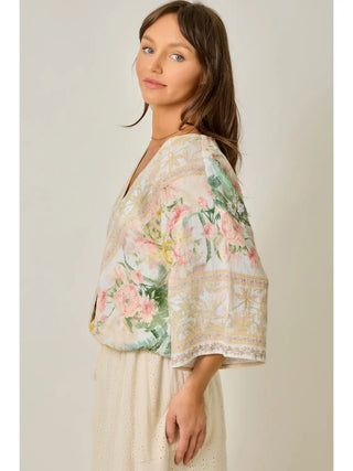 Tan Garden Wrap Top