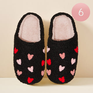 Sherpa Heart Black Slippers