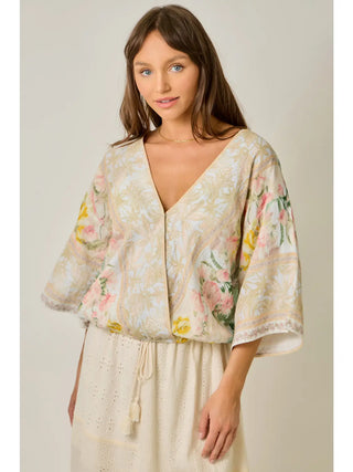 Tan Garden Wrap Top