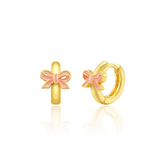 Pink Bow Huggie Earrings