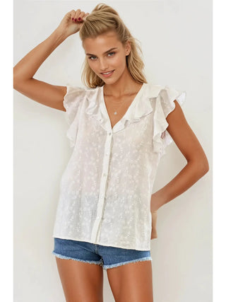 Whisper Lace Ruffle Blouse