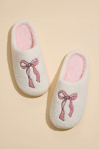 Pink Bows Cozy Slippers