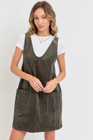 Olive Overall Corduroy Dress