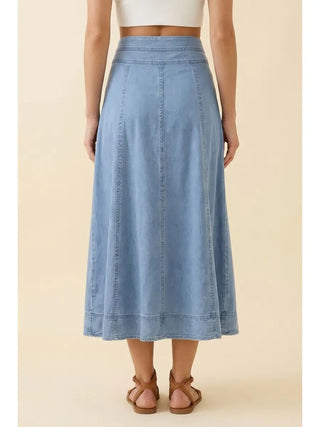 Drift Away Denim Midi Skirt