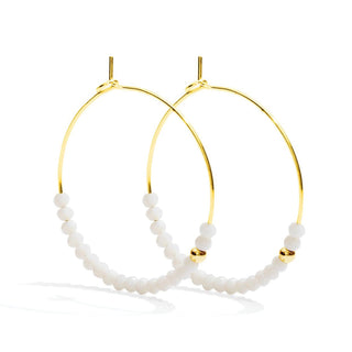 White Crystal Hoop Earrings