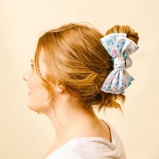 Blue Garden Satin Claw Clip
