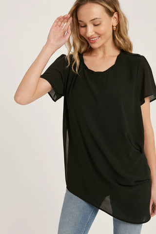 Asymmetric Black Drape Top