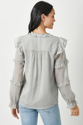 Sparkling Grey Peasant Top