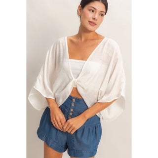 White Slow Summer Twist Top