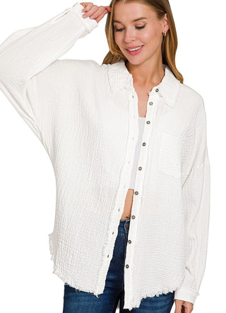 White Gauzey Button Down